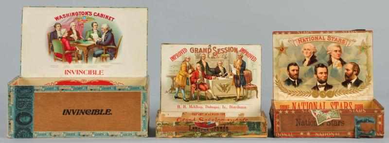 Appraisal: Lot of Political Historical Cigar Boxes Description All are rare