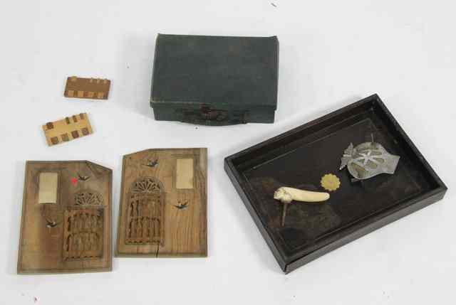 Appraisal: A writing case an inlaid tray two bridge markers a