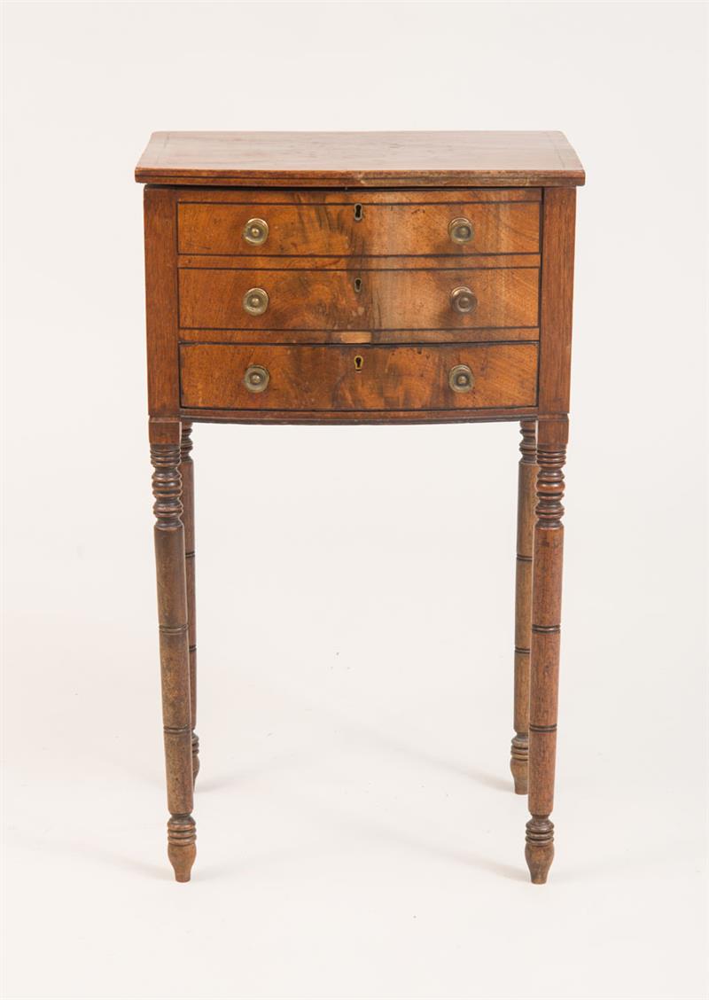 Appraisal: Regency Mahogany Work Table Fitted with a hinged top and