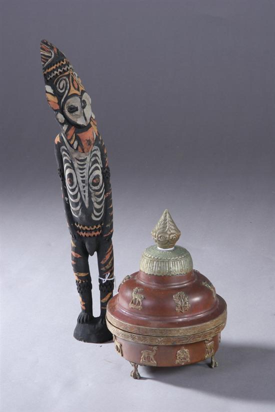 Appraisal: NEW GUINEA ANCESTOR POLYCHROME WOOD FIGURE Circa Sepik Region New