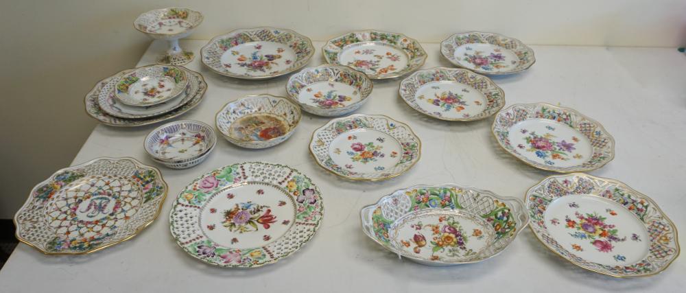 Appraisal: Group of Mostly German Dresden Pierced Porcelain Table Articles