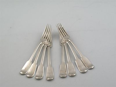 Appraisal: Paul Storr A set of eight Fiddle pattern dessert folks