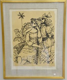 Appraisal: Two framed lithographs to include Fletcher Martin pencil signed x