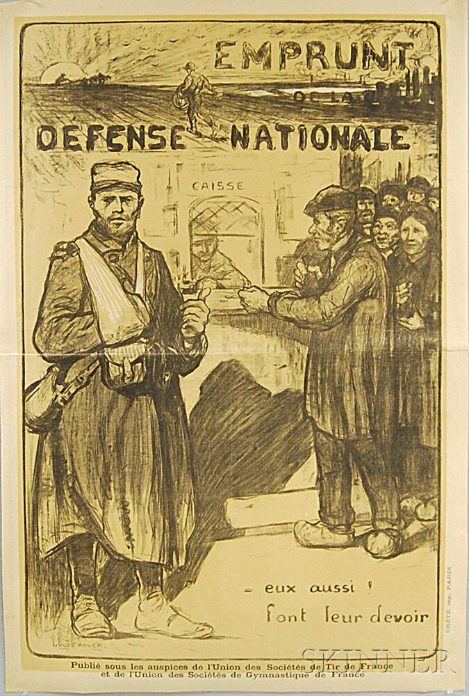 Appraisal: Jules Adler Emprunt - Defense Nationale French WWI Lithograph Poster