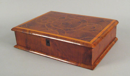 Appraisal: English Queen Anne inlaid olivewood Bible box late th c