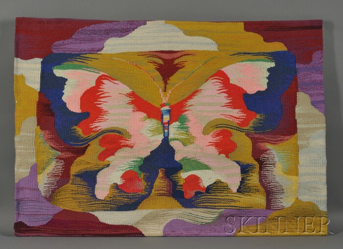 Appraisal: Butterfly Tapestry Woven wool yarns Mid to late th century