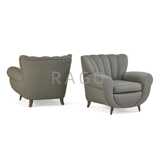 Appraisal: GUGLIELMO ULRICH Attr Pair of lounge chairs Condition Report Reupholstered