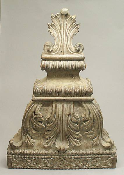 Appraisal: A Neoclassical style carved and pickled pine architectural wall bracket