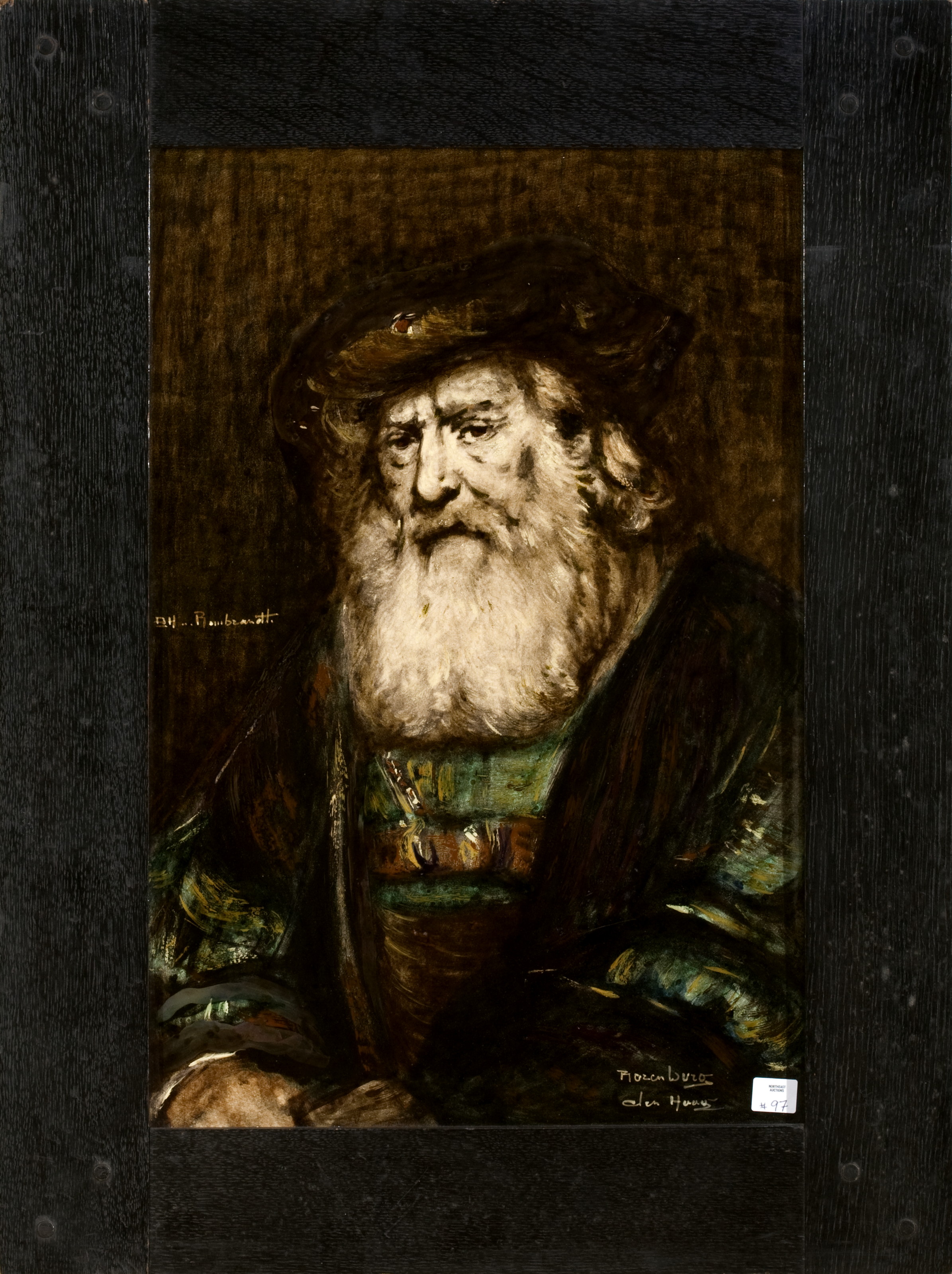 Appraisal: ROZENBURG PORCELAIN PLAQUE DEPICTING REMBRANDT H VAN RIJN LATE NINETEENTH-EARLY