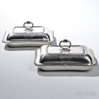 Appraisal: Pair of George IV Sterling Silver Entree Dishes and Covers