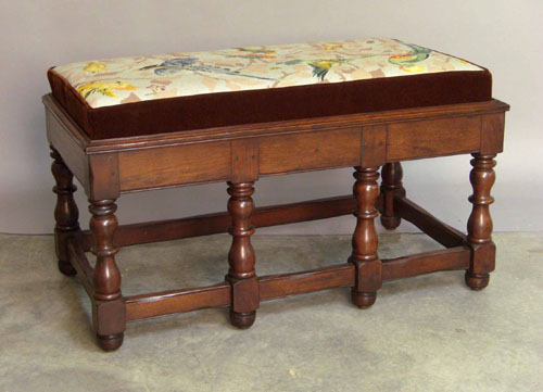 Appraisal: William Mary style walnut bench h w