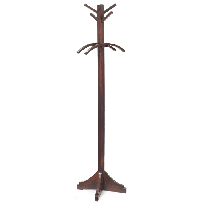 Appraisal: Arts Crafts hall tree single post with corbel supports at