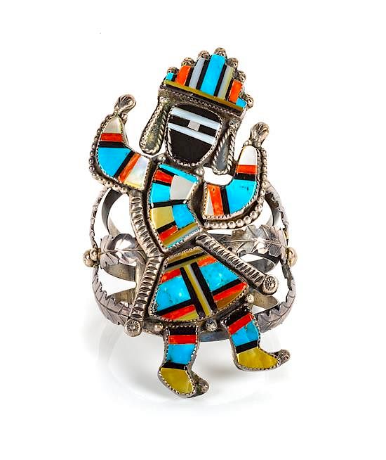 Appraisal: Zuni Rainbow Dancer Kachina Cuff Bracelet Length x opening x