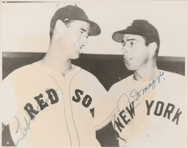 Appraisal: Ted Williams with Joe Di Maggio signed photo There is