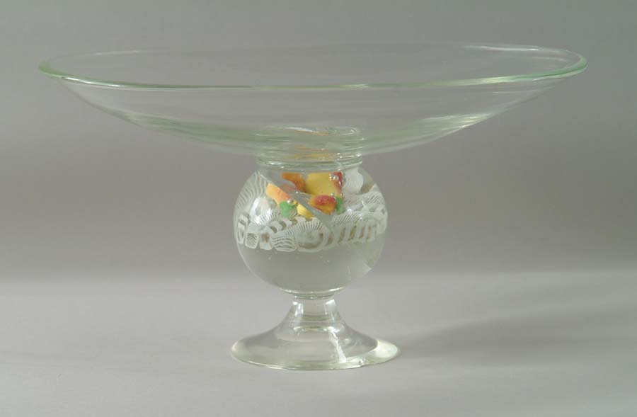 Appraisal: PAPERWEIGHT COMPOTE Oval compote bowl rests upon paperweight stem featuring