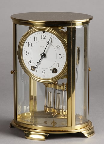 Appraisal: Brass and beveled glass case day time and strike movement