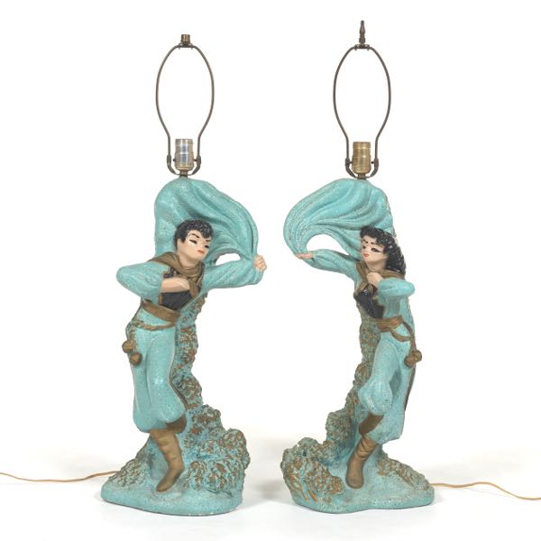 Appraisal: VINTAGE FIGURAL CERAMIC DANCER TABLE LAMPS to top of socket