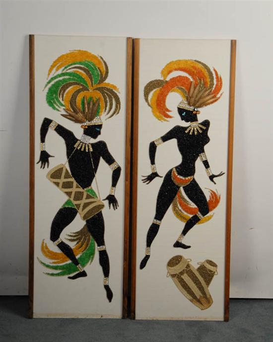 Appraisal: Mosaic Panels of African-style Dancers H W