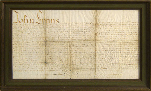 Appraisal: Philadelphia indenture dated signed by John Evans x