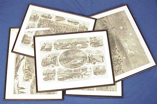 Appraisal: Five th C wood engravings Harper's Weekly illustrations civil war