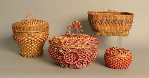 Appraisal: Four Maine fancy splint baskets