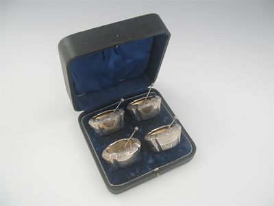 Appraisal: A Victorian cased set of four salts with part fluted