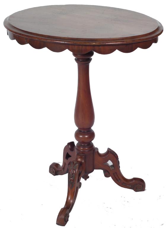 Appraisal: VICTORIAN MAHOGANY TRIPOD TABLE the moulded oval top above a