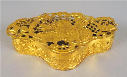 Appraisal: English sterling silver gilt reticulated wedding box charles richard comyns