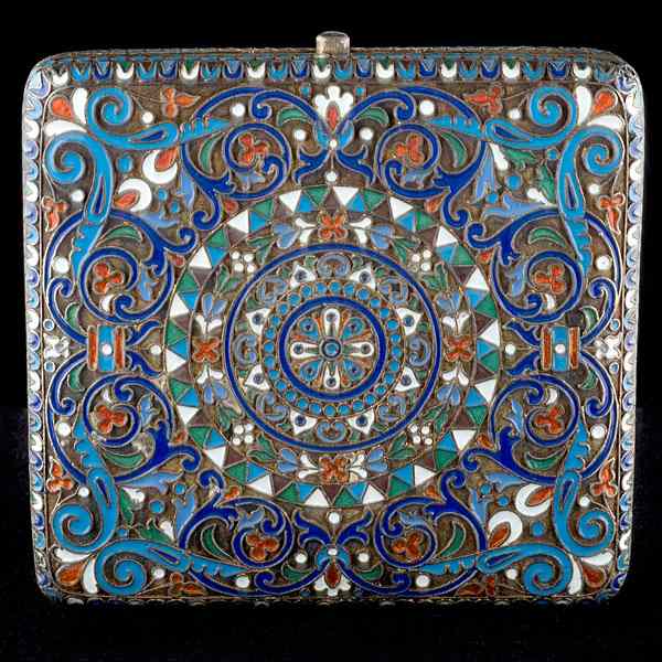 Appraisal: Russian Enameled Silver Cigarette Case Russian late th century a