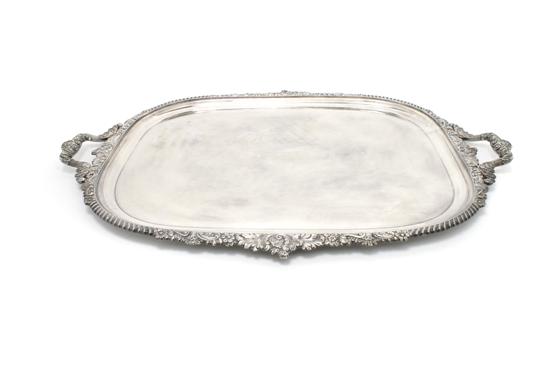 Appraisal: A Regency Silverplate Tray Sheffield Length inches