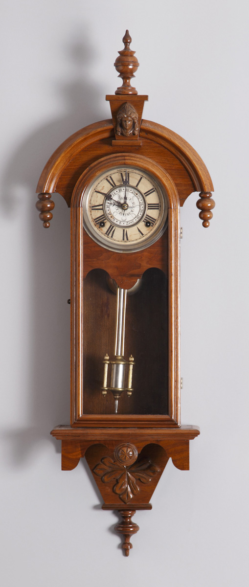 Appraisal: W L Gilbert Victorian Wall Clock Walnut case with old