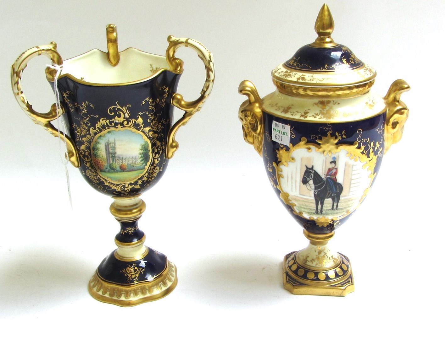 Appraisal: A Coalport Royal Commemorative tyg goblet a Coalport Royal Commemorative