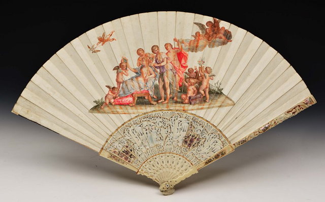 Appraisal: AN ITALIAN CLASSICAL FOLDING FAN with painted Venus and carved