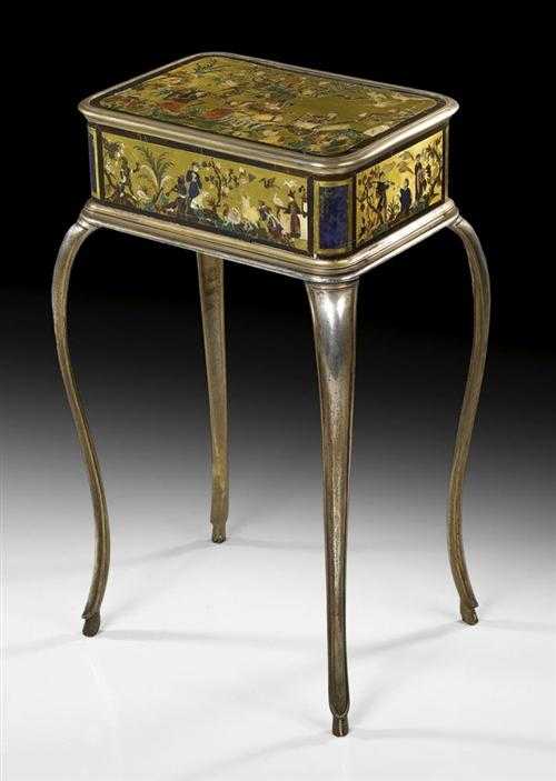 Appraisal: CASKET WITH BOULLE MARQUETRY ON STAND R gence Paris circa