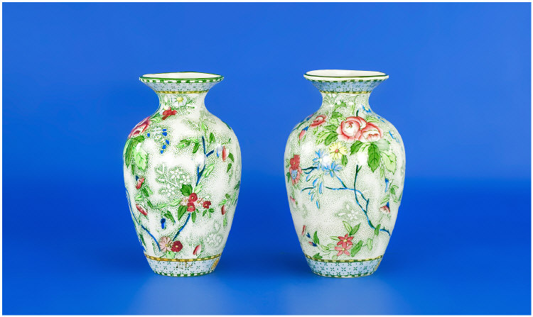 Appraisal: Pair of Hancock's Rosetta Pattern vases No inches tall