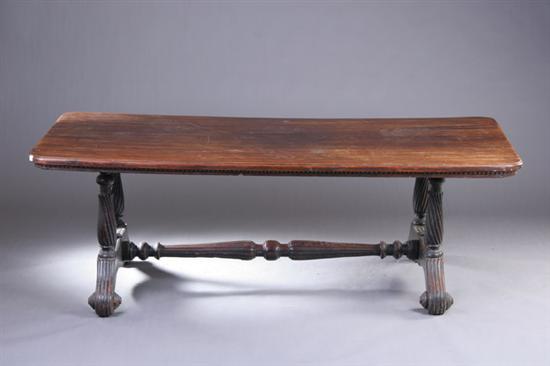 Appraisal: CONTINENTAL BAROQUE STYLE MAHOGANY LIBRARY TABLE late th century Rectangular