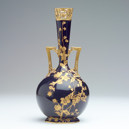 Appraisal: GREENWOOD Rare bottle-shaped porcelain vase with gilded decoration of blossoms