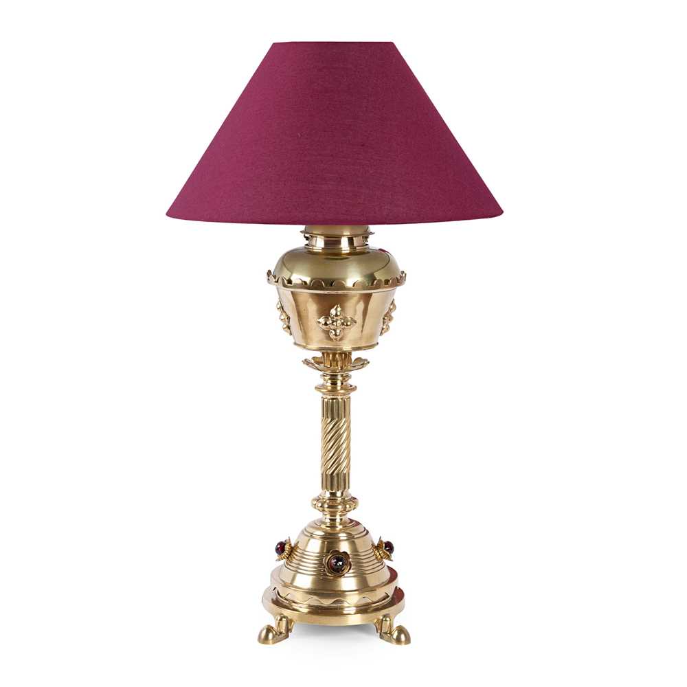 Appraisal: ENGLISH GOTHIC REVIVAL TABLE LAMP CIRCA brass set with jewelled