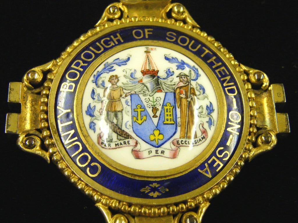 Appraisal: Silver gilt enamel medal presented by the County Borough of