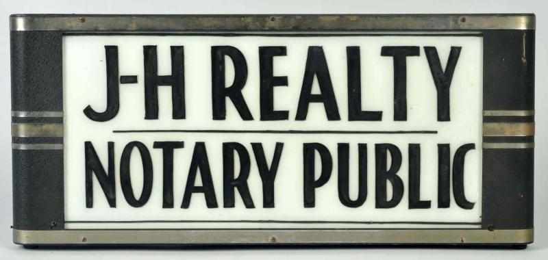 Appraisal: Realty Notary Public Lighted Sign May or may not be