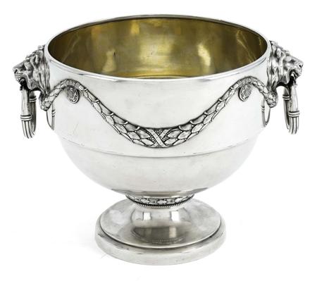 Appraisal: A large Faberg silver two-handled punch-bowl Moscow - the hemispherical