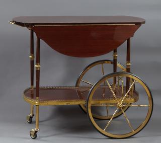 Appraisal: Regency Style Mahogany and Brass Drop Leaf Tea Car Regency