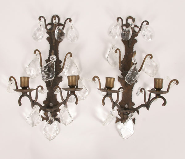 Appraisal: Pair of bronze sconces sculpted body two light three tier