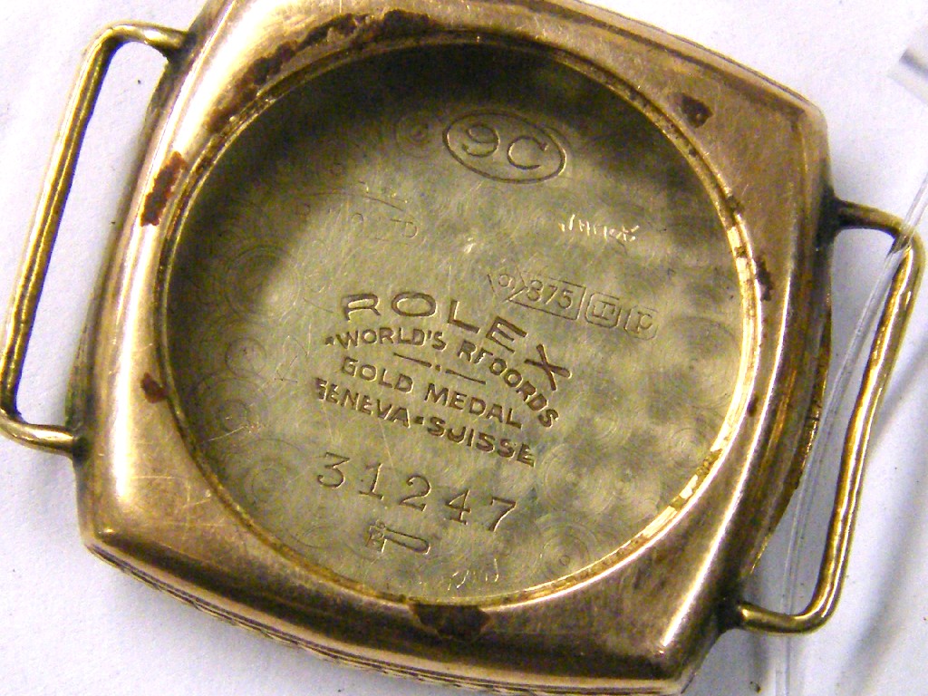 Appraisal: Rolex ct wire lug cushion wristwatch case import hallmarks for