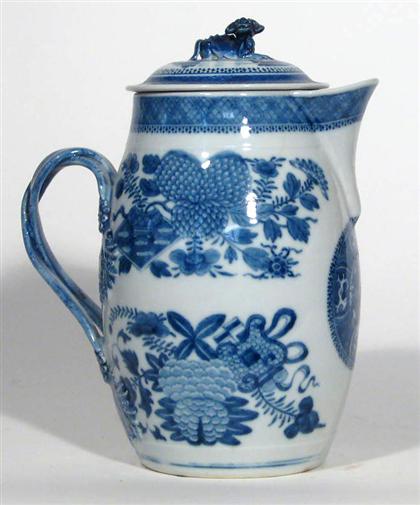 Appraisal: Chinese export cider pitcher th century Oval shape withblue Fitzhugh