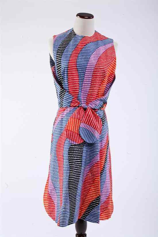 Appraisal: GEOFFREY BEENE BOUTIQUE DRESS Retailed Pompian Multi-colored A-line with front