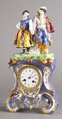 Appraisal: Circa porcelain case day time and strike movement with silk