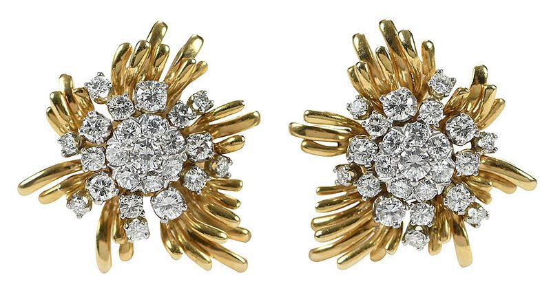 Appraisal: kt Diamond Earclips each with round brilliant diamonds estimated total