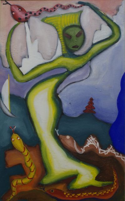 Appraisal: Elizabeth Vassilieff circa - Lady with Snakes gouache signed 'VASILIEVA'