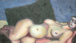 Appraisal: Modern British School mid th century- Reclining female nude oil